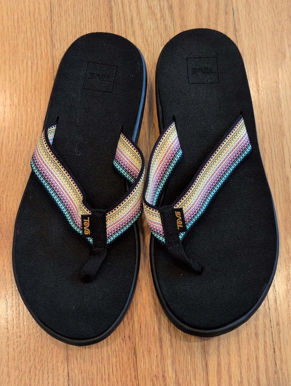 Teva Voya Women's Flip Flops with Antiguous Multicolor Straps 9